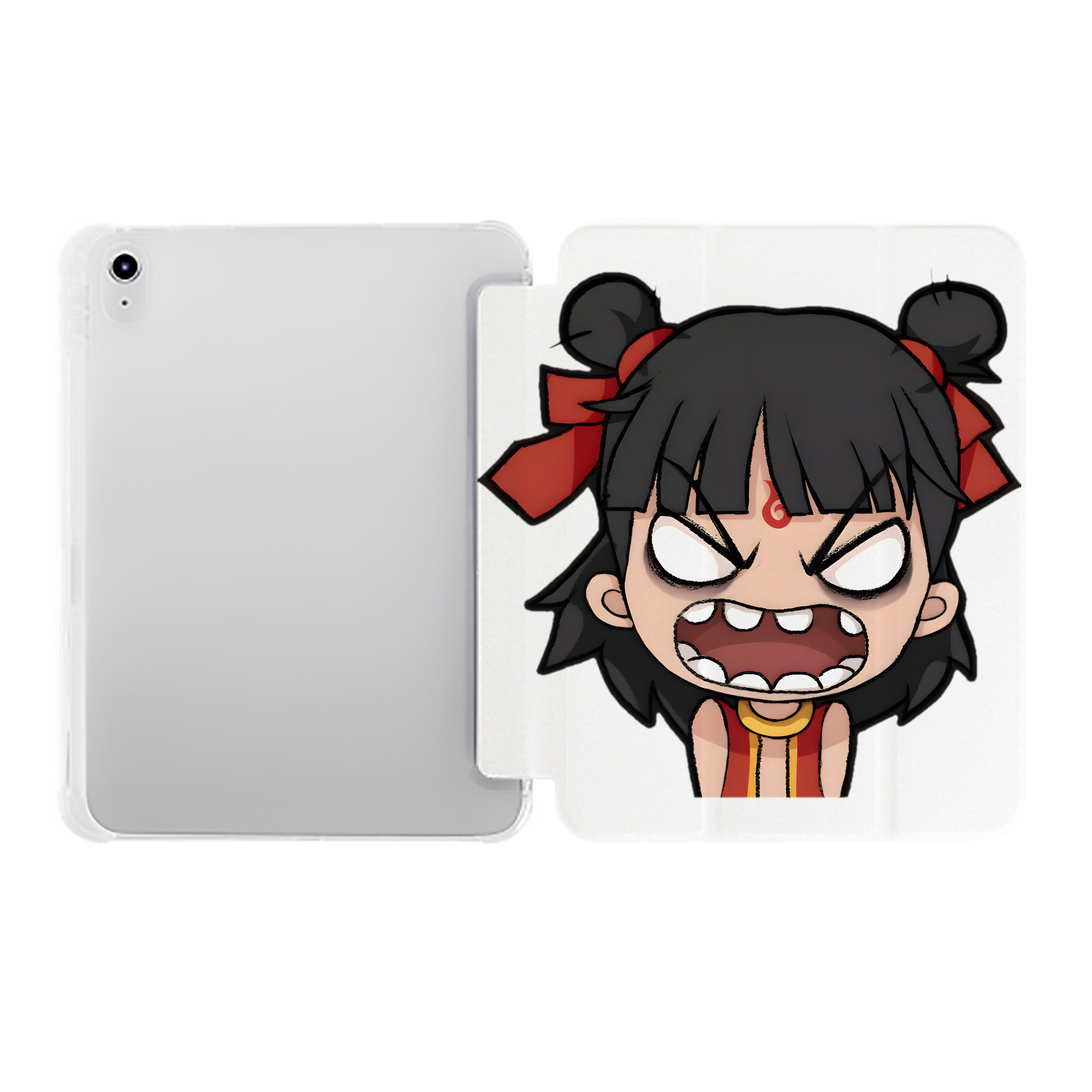 （画像用） Ne Zha 2 ナタ 魔童の大暴れ IPad ケース ペン収納付き 三つ折りスタンド PUレザー×シリコン 対応機種9.5/10.5/10.9インチ